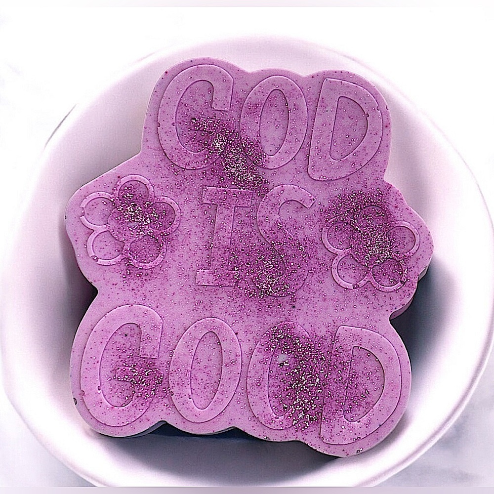 Cherry lime shimmer soap handmade 5x4in 8oz shea butter based god is good